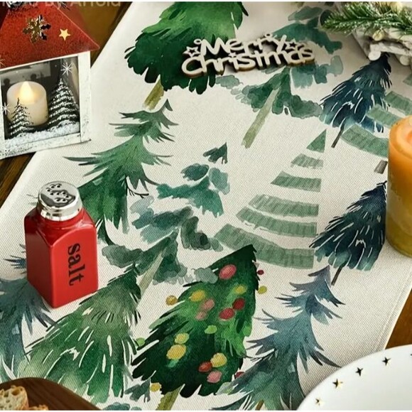 Christmas Tree Table Runner 13x72in Woven Polyester - Picture 3 of 3